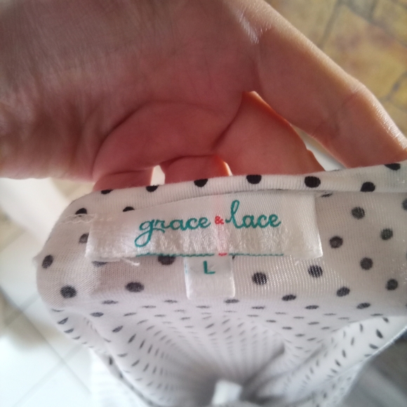 Grace & Lace Black and White Polka Dot Blouse - Picture 2 of 3